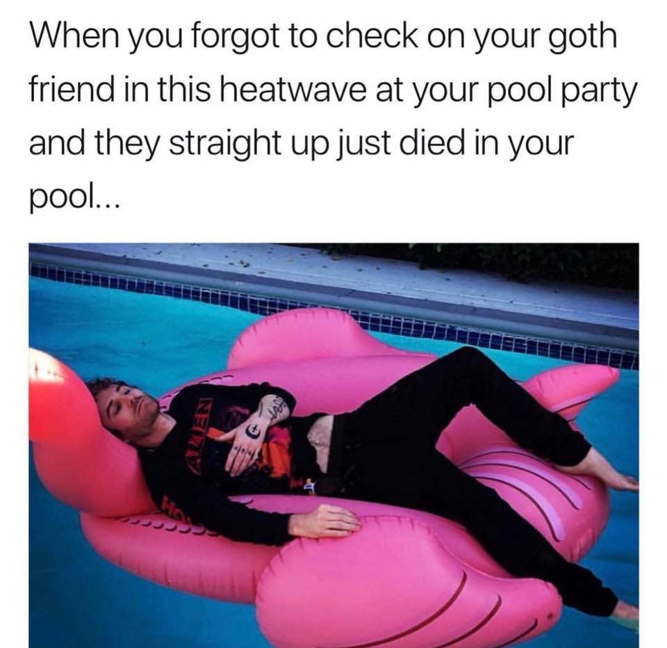 Goth Meme: Goth Died in Your Pool
