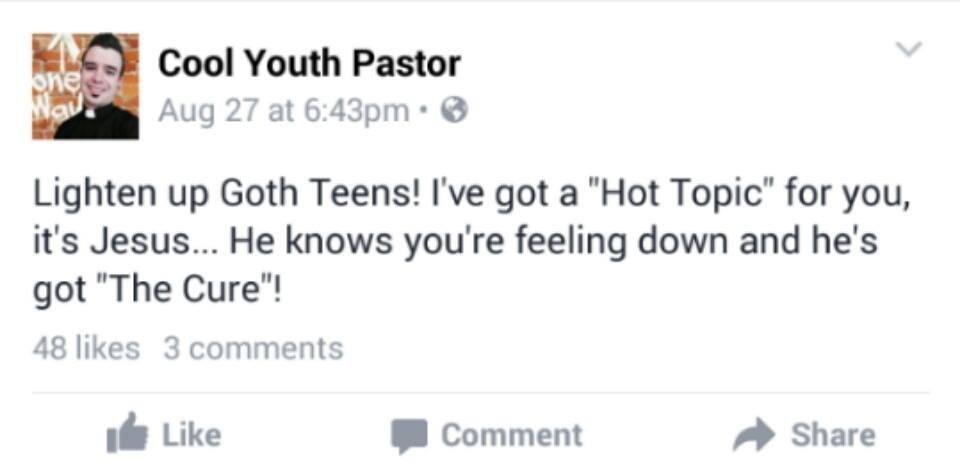 Goth Meme: Cool Youth Pastor