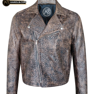 Souls of the Damned Skull Embossed Leather Motorcycle Jacket