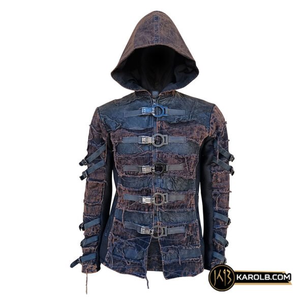 Fraktur 2024 | Leather Denim Jacket Black Distressed